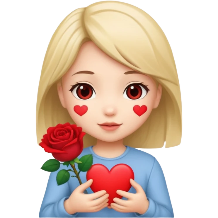 Chibi girl giving heart and rose emoji