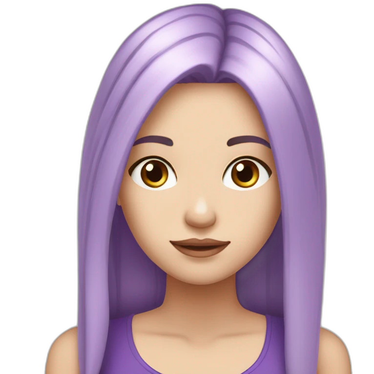 White girl with purple long hair boring ￼ emoji