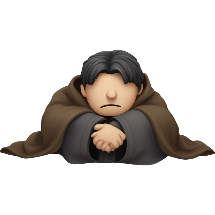 full body Harry Potter in robe laying down looking very stressed  emoji
