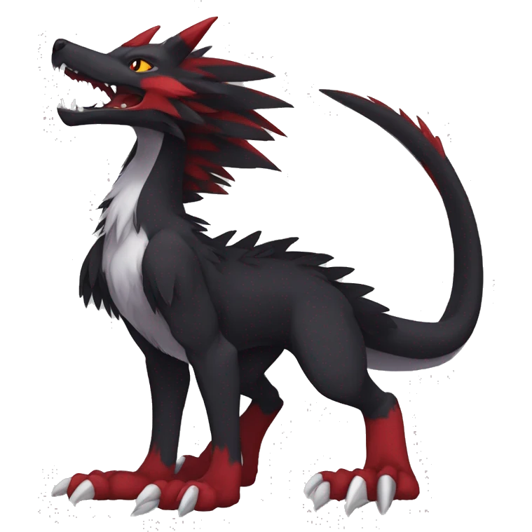 Anthro cool black red nargacuga sergal animal hybrid Fakemon full body emoji