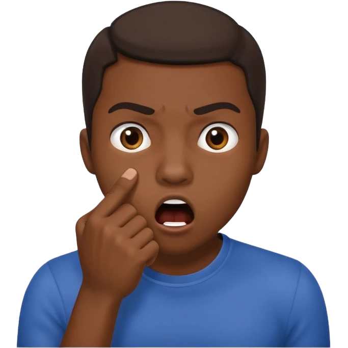 Darker skinned person who is shocked/ suprised and has their hand in a fist over their mouth emoji