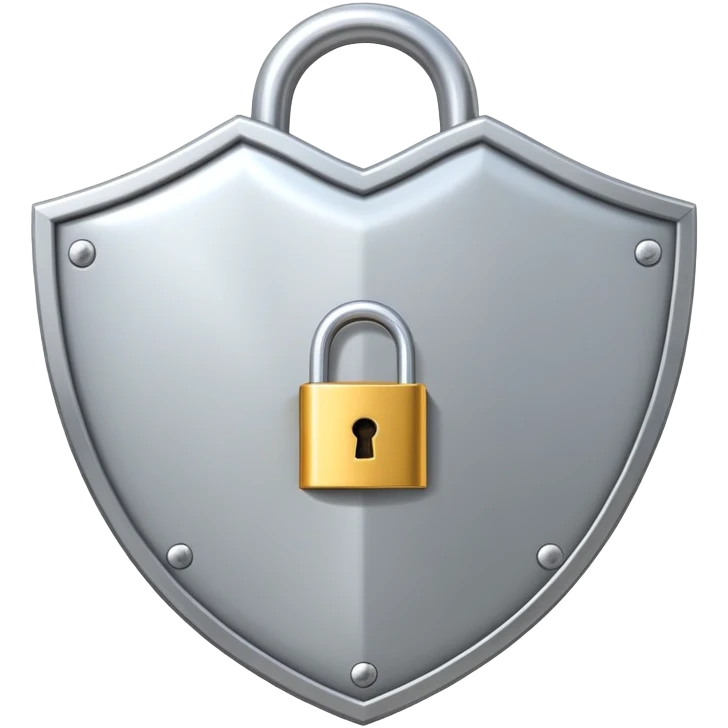 security shield with a padlock on top, cartoonish style emoji
