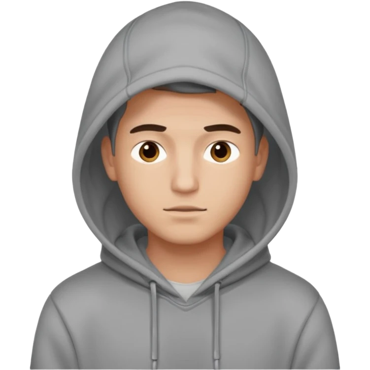 a guy wears a hoodie, his face is a mysterious, he looks pretty and handsome, but very distant  emoji