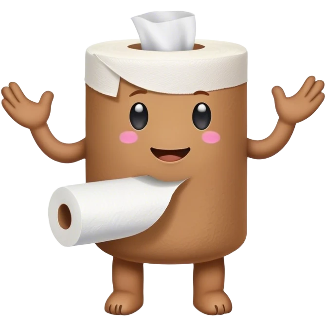 poo standing holding hands with a toilet paper emoji