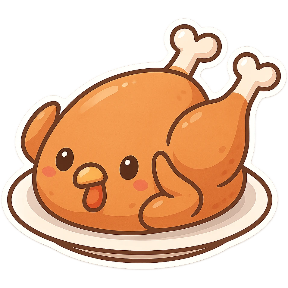 一个感恩节的火鸡在一个白色圆盘子中 emoji