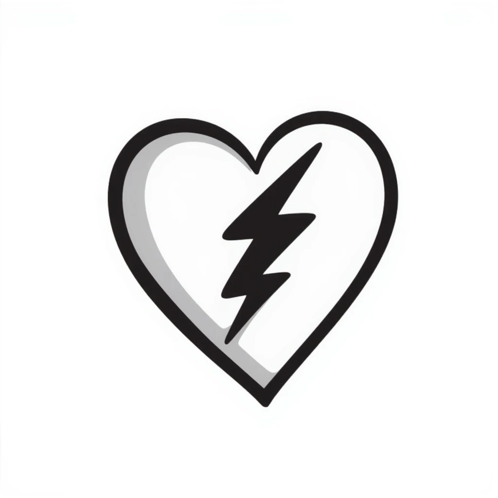 heart with a lightning bolt, hand-drawn emoji