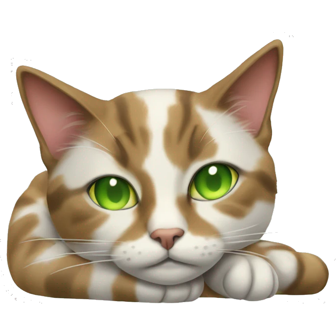 Realistic sleeping cat calico with green eyes emoji