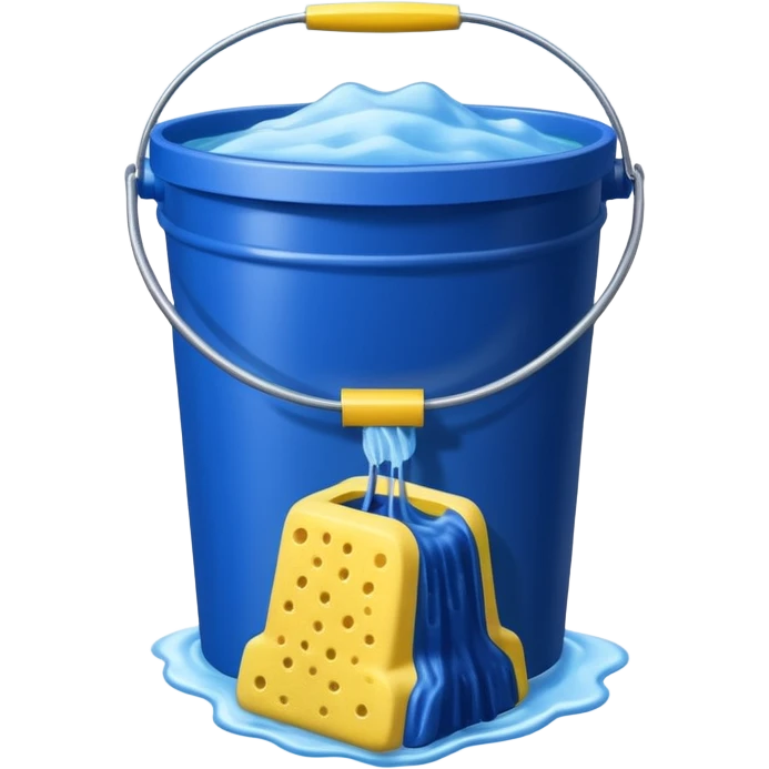 I want emoji with dark blue bucket that is filled with dtergent nd hace car wash sponge in yellow color emoji