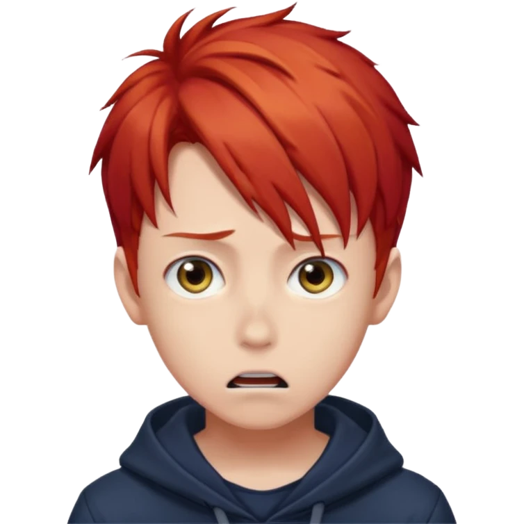 Wolf Anime Boy scared red hair emoji