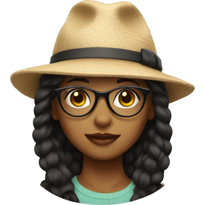 girl with cool glasses and a hat emoji