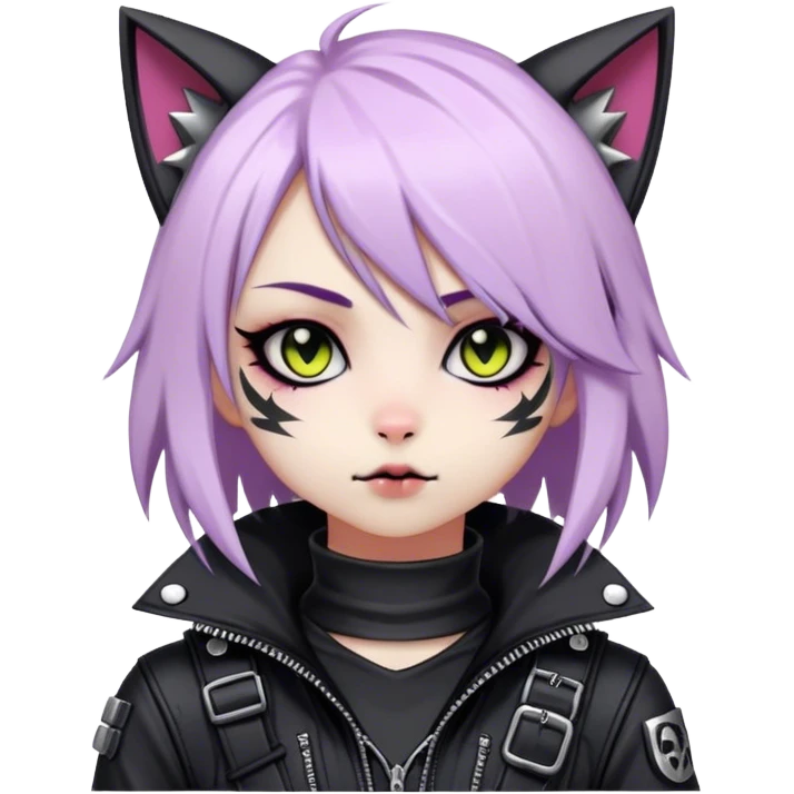 Edgy Kawaii Cute Cool Cartoon Anime Punk Techwear Gothic Catgirl emoji