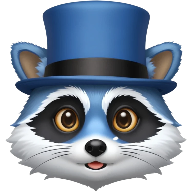 Black Top hat on blue racoon face emoji