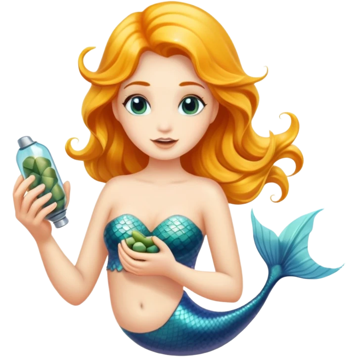 a capsule of kelp held by a mermaid emoji