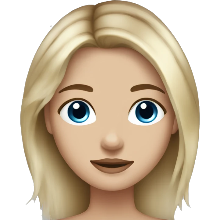 Girl with blue eyes hair balayage blonde and brown. Skinny hair long skin white  emoji