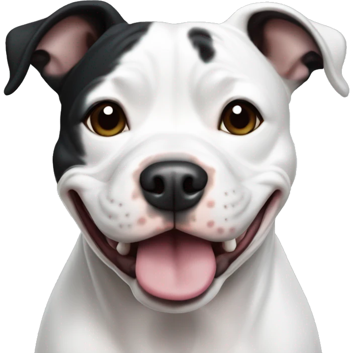 Happy black and white Staffordshire Bull Terrier emoji