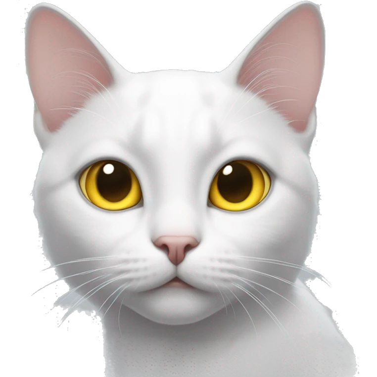 white cat  yellow eyes black spot on head next to right ear emoji