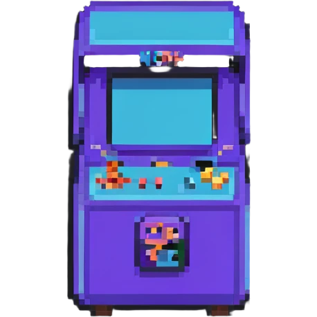 arcade machine icon, retro gaming website logo, pixel art style emoji