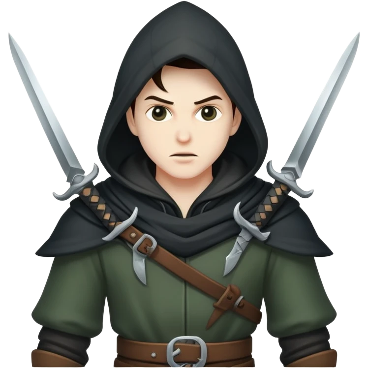 rogue hero with daggers and hood emoji