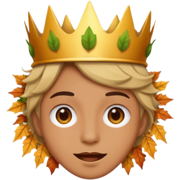 fall ecstatic emoticon artsy slightly creepy crown of leaves but make the base a normal emoji emoji