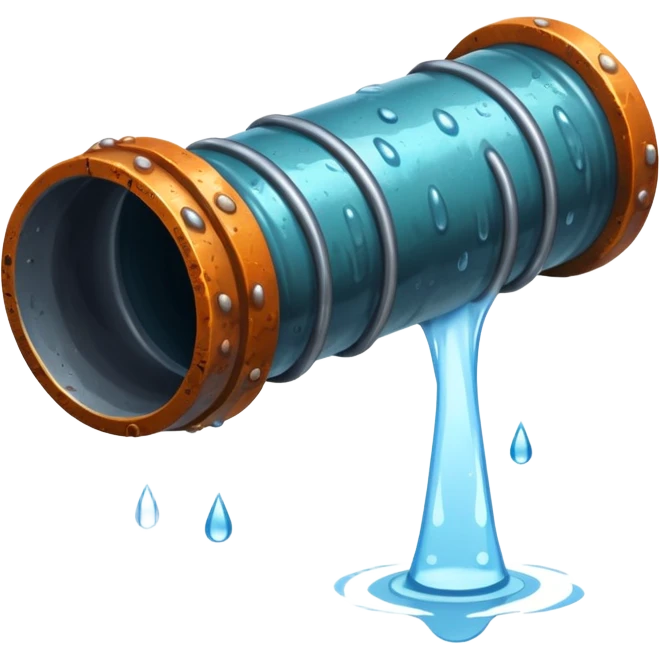 sewer steel shiny pipe with leaking water  emoji