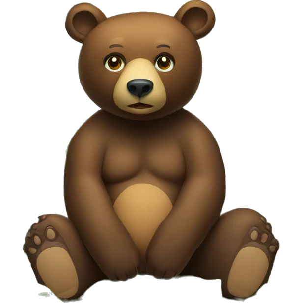 Bear sitting under huge leave in rainforest  emoji