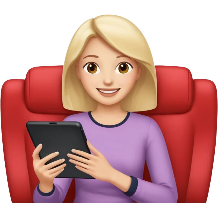 Woman watching movie on tablet emoji