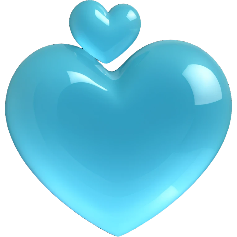 aquamarine heart, glossy, 3D effect emoji