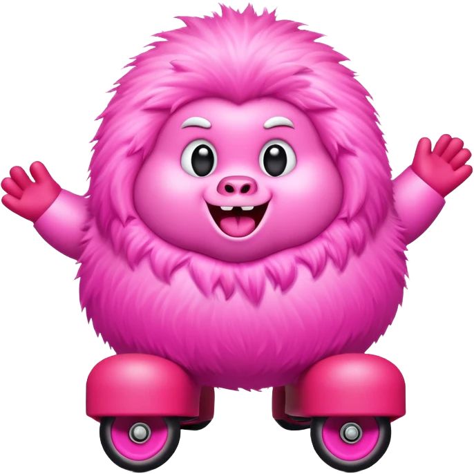 fat rainbow pink red yeti roller skating  emoji