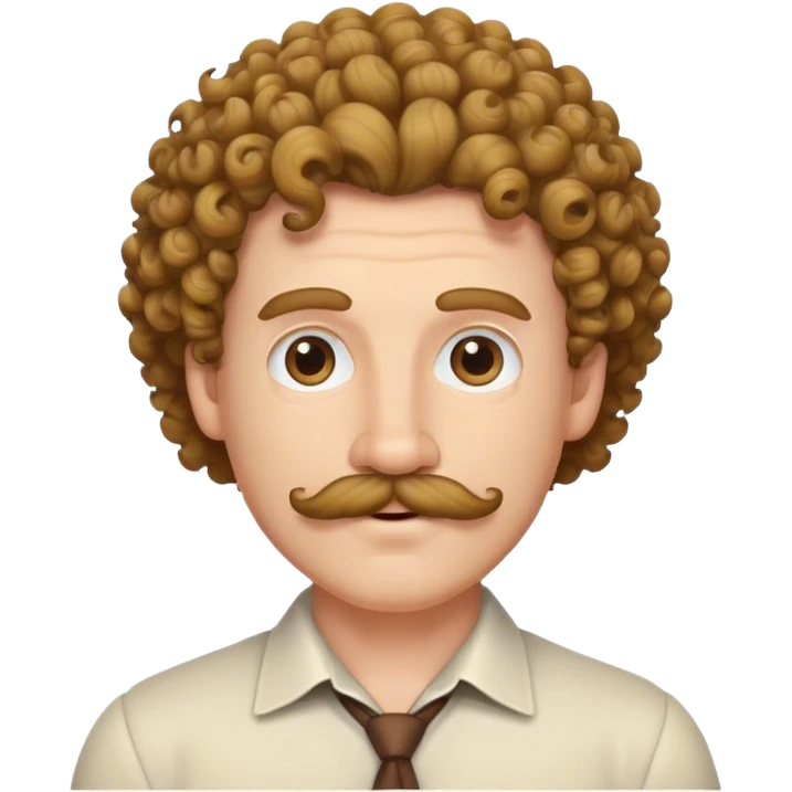 White guy with curly hair and mustache  emoji