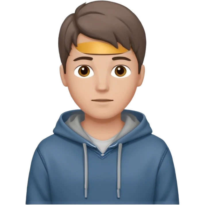 Kjekk gutt (lys i huden) som har pynta seg. Har på seg Jeans og grå hette genser og håret skal være  midtskill og fargen på håret er brunt emoji