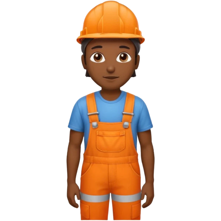 indian in orange overalls and orange hard hat standing emoji