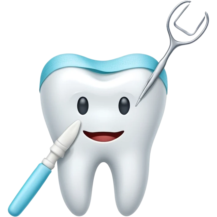 tooth with a bandage and dental instruments, symbolizing root canal treatment emoji