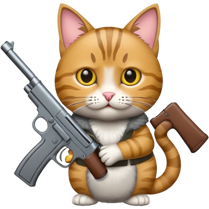 Cat holding a gun emoji