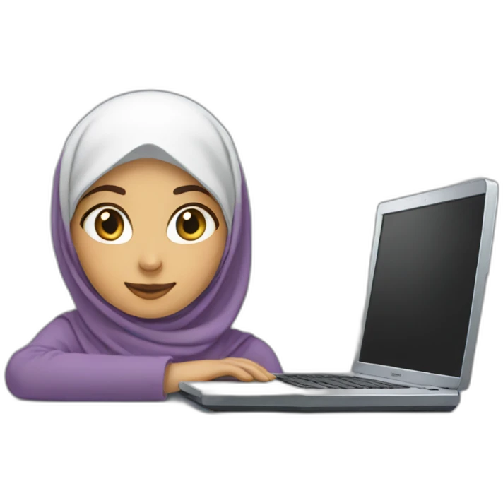 hijabi girl with computer dell emoji