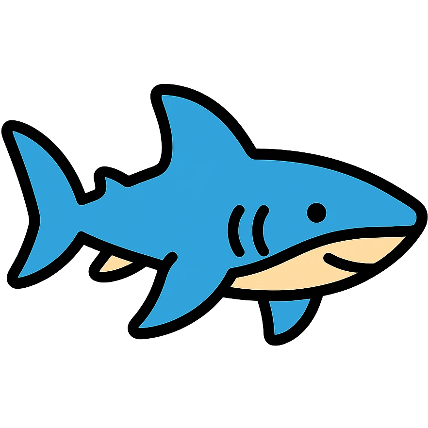 colorful outlined shark emoji