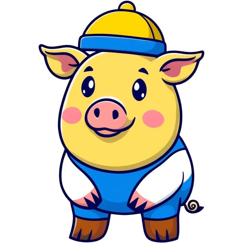 President Zelensky's head on a pig body wearing a yellow and blue hat emoji