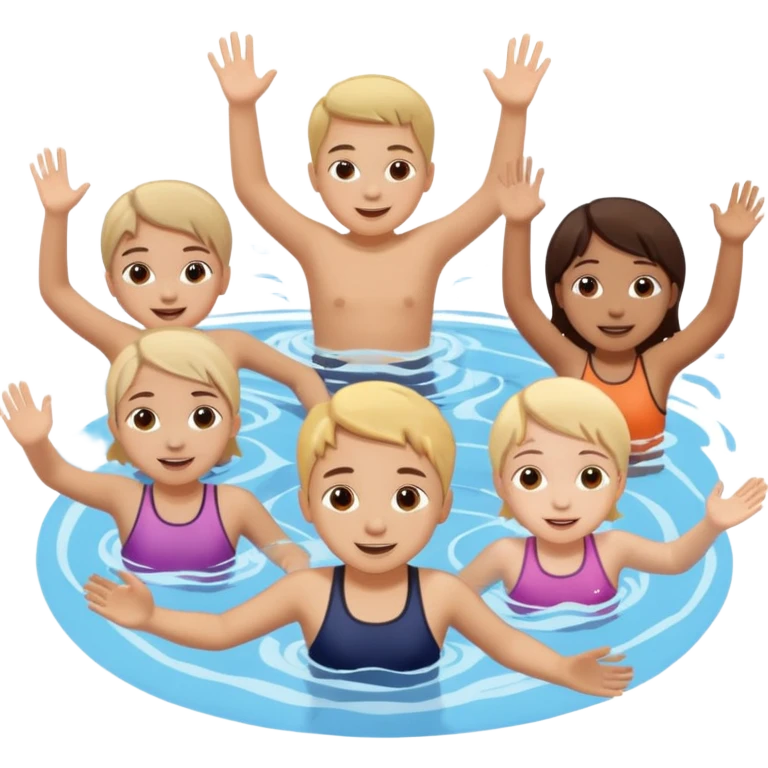 3 tween girls and 1 ten year old boy swimming in pool emoji
