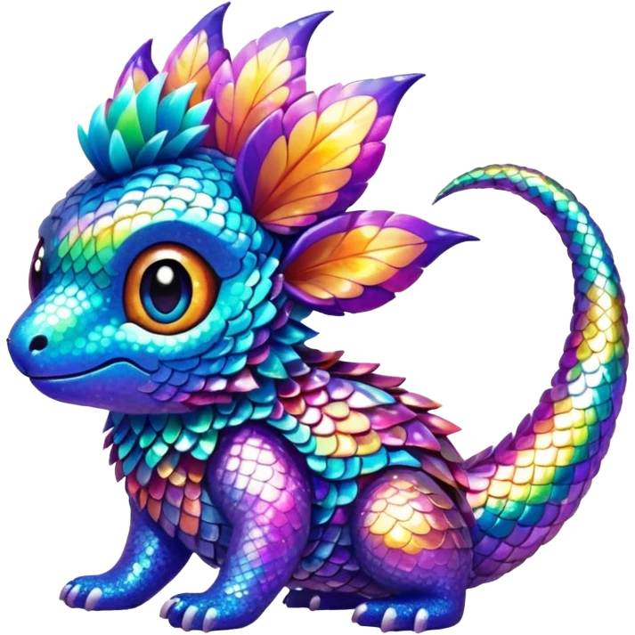 Colorful cute fuzzy realistic glittery Randomly-faerie-drake-colored sparkly exotic Fakémon-creature emoji