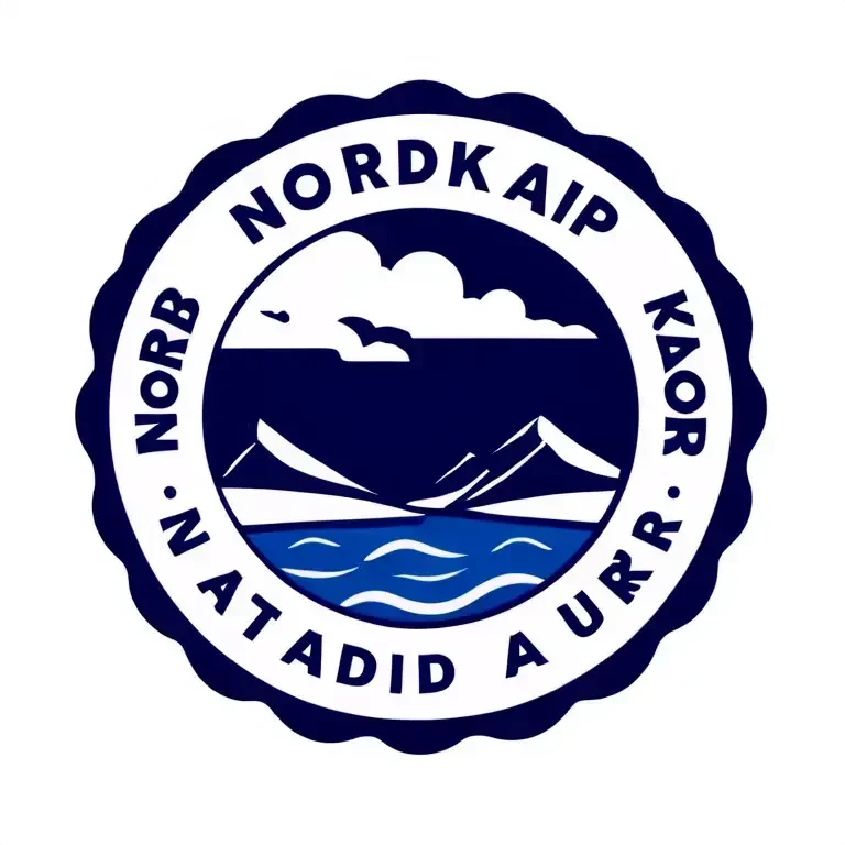 Blaues Schild auf den Nordkapp steht emoji