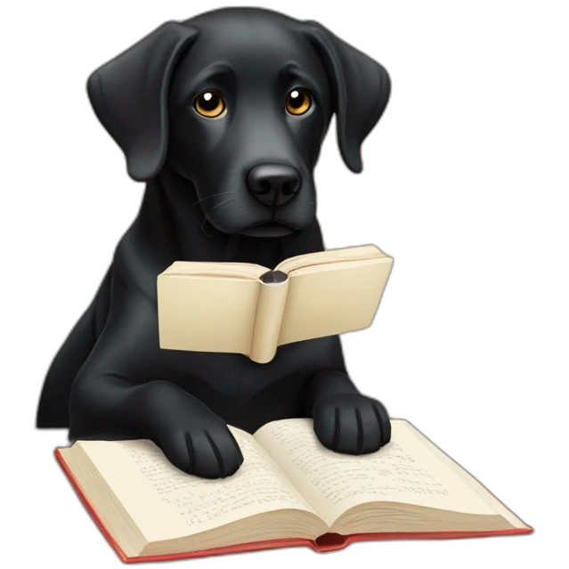 Black lab reading a book emoji