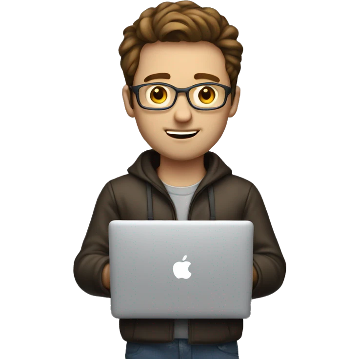 brown haired white man programmer with macbook emoji