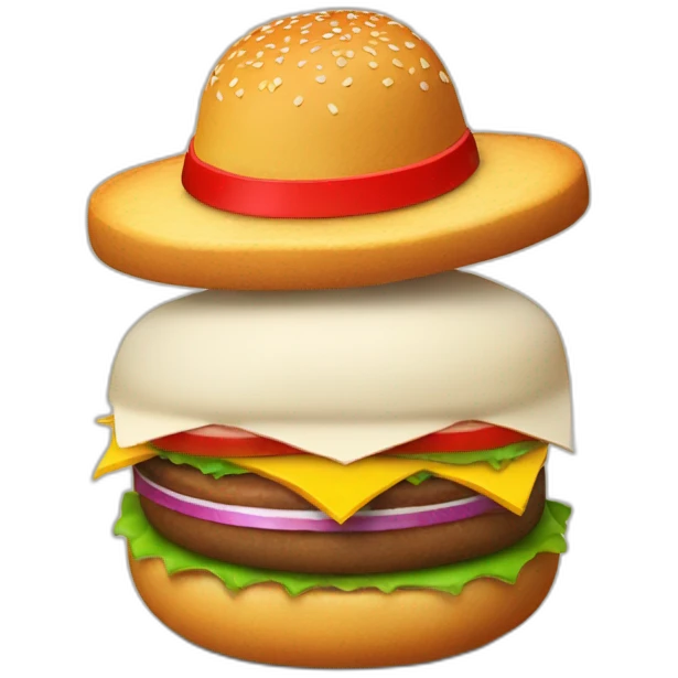 una hamburguesa con sombrero de navidad emoji