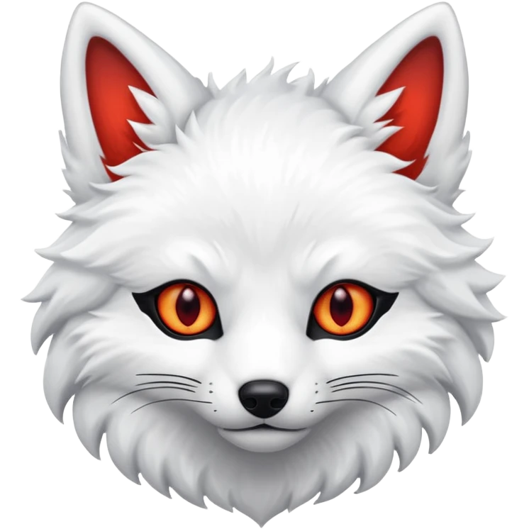 white kitsune with red eye emoji