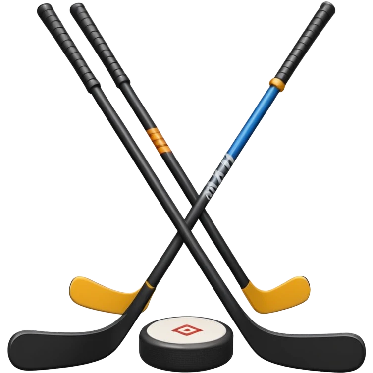 two hockey sticks crossing and a puck like the original apple hockey stick emoji emoji