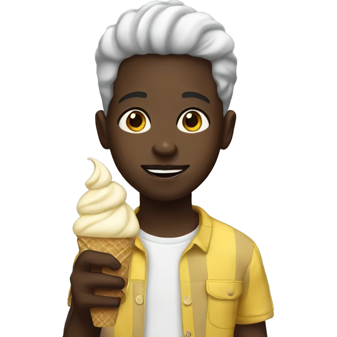 black boy with icecream emoji