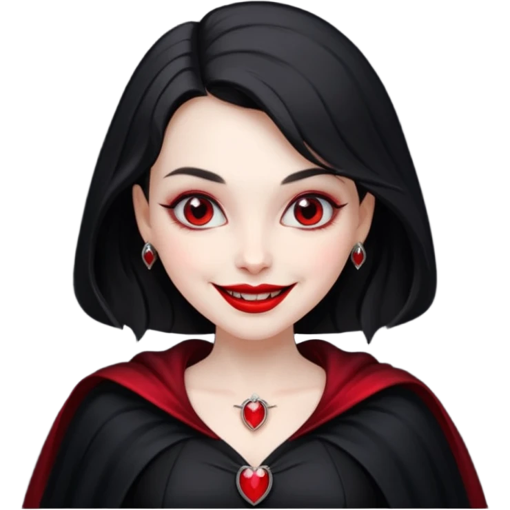 Vampire lady in black dress with cape, smile emoji