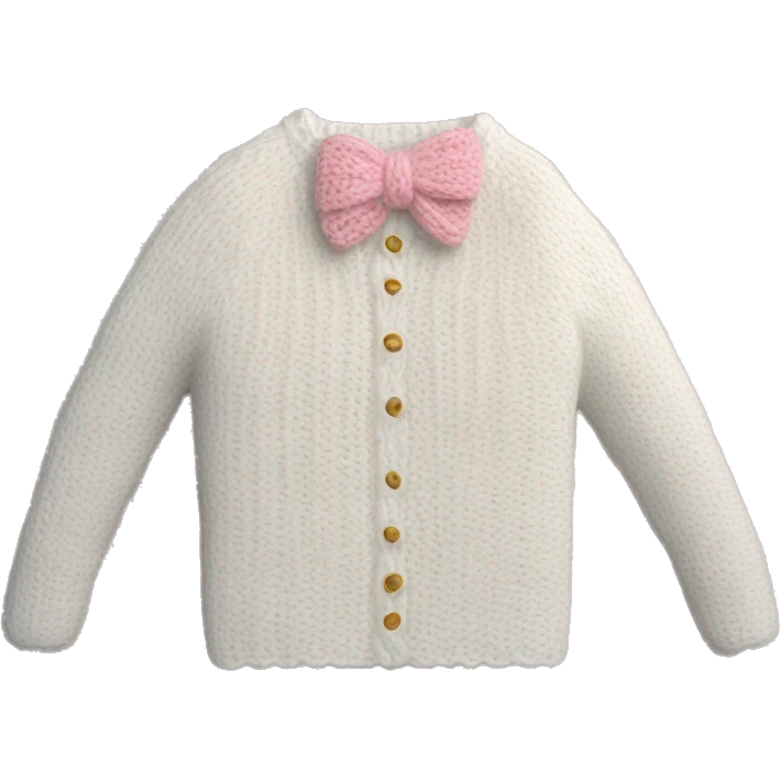 white knit sweater with crochet light pink bow emoji