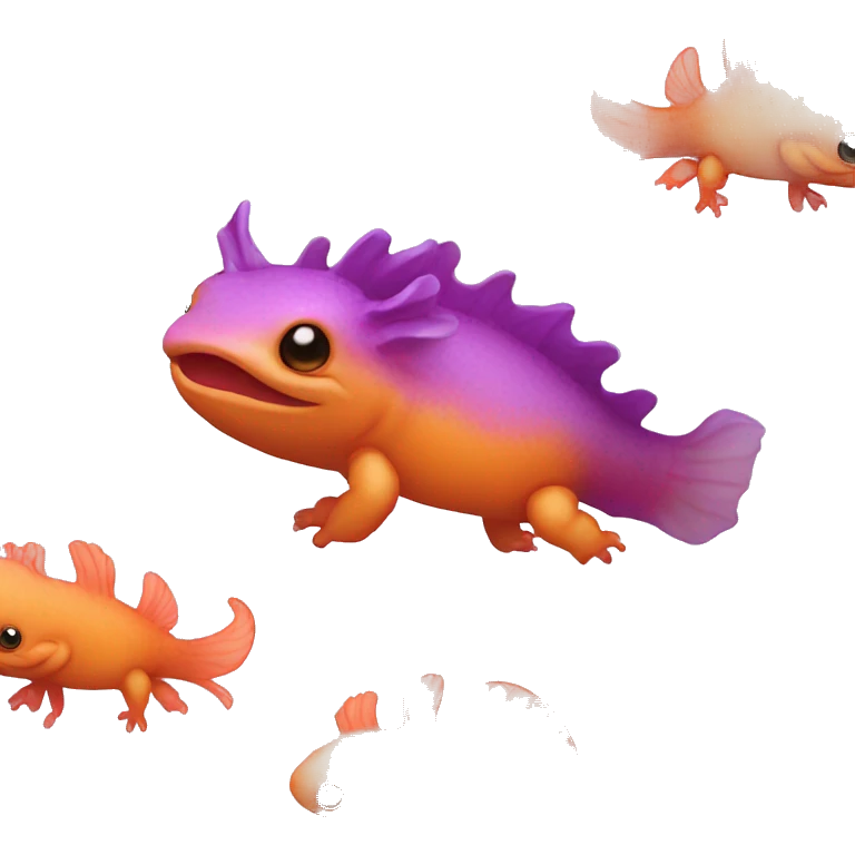 Orange and purple axolotl emoji