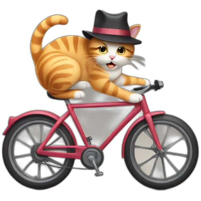 cat with hat on a bike emoji