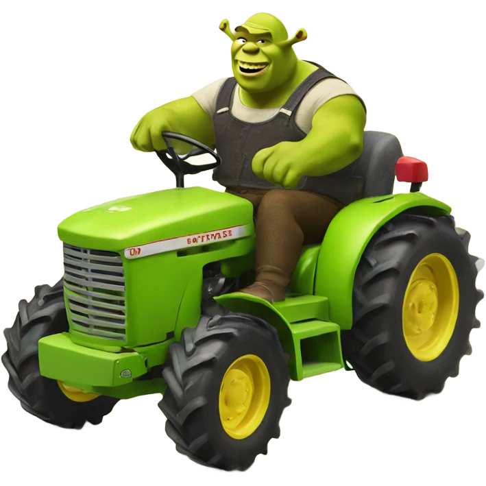 Shrek driving a tractor emoji
